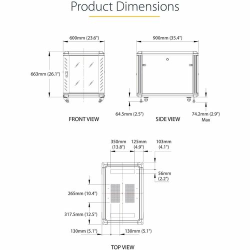 StarTech.com 4-Post 12U Server Rack Cabinet, 19" Data Rack Cabinet for