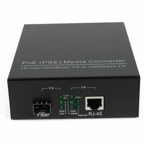 CONVERTIDOR DE MEDIOS POE DE 1 GBS, 1 RJ-45 A 1 PUERTO SFP