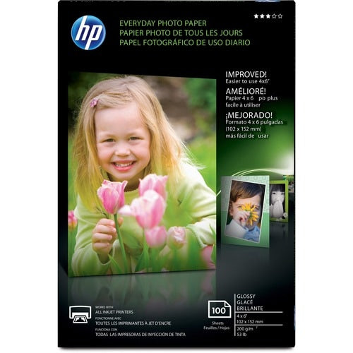 100-SHEET 4X6IN GLOSSY PHOTO PAPER FOR INKJET PRINTERS