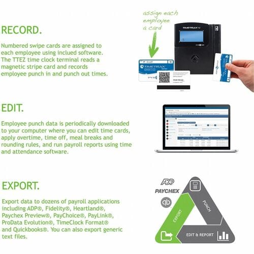Pyramid Time Systems TimeTrax EZ Swipe Système de pointage Ethernet - Magnetic St