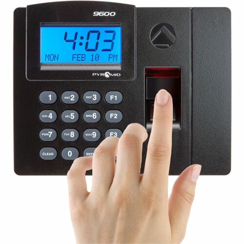 Reloj biométrico TimeTrax Elite de Pyramid Time Systems: biométrico, código de llave.
