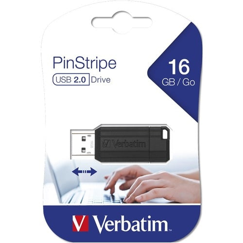 16GB PINSTRIPE USB FLASH DRIVE BLACK NR MULTI 10
