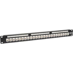 Panneau de brassage Tripp Lite 24 ports Cat6 Cat5e à profil bas, traversant, montage en rack RJ45 1U TAA -