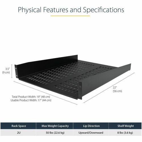 Étagère ventilée pour montage en rack StarTech.com 2U 22 pouces - Fixe 22 pouces de profondeur anti