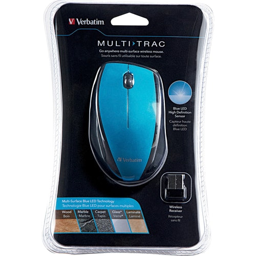 Verbatim Wireless Notebook Multi-Trac Blue LED Mouse - Blue