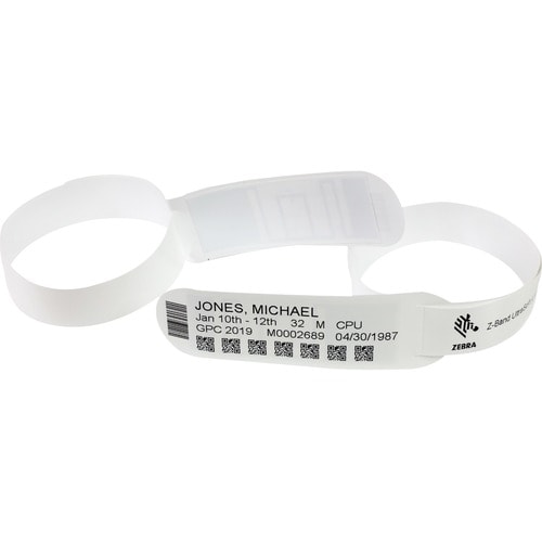 Zebra Z-Band UltraSoft Wristband Cartridge Kit (White) - 1\" (25.40 mm) Width x