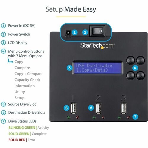 StarTech.com Standalone 1 to 2 USB Thumb Drive Dup