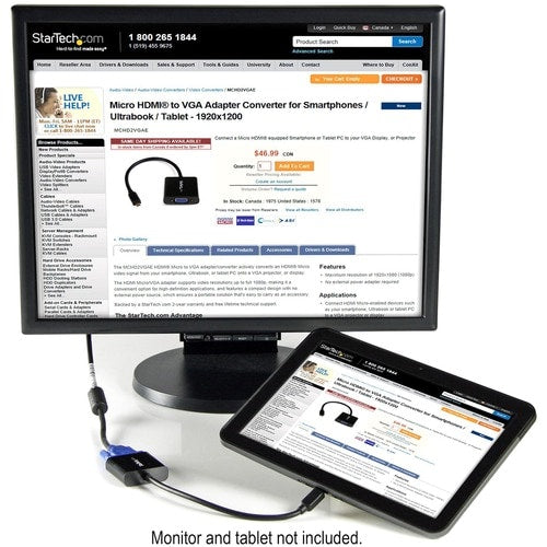 StarTech.com Micro HDMI® to VGA Adapter Converter for Smartphones / Ultrabook / Tablet -