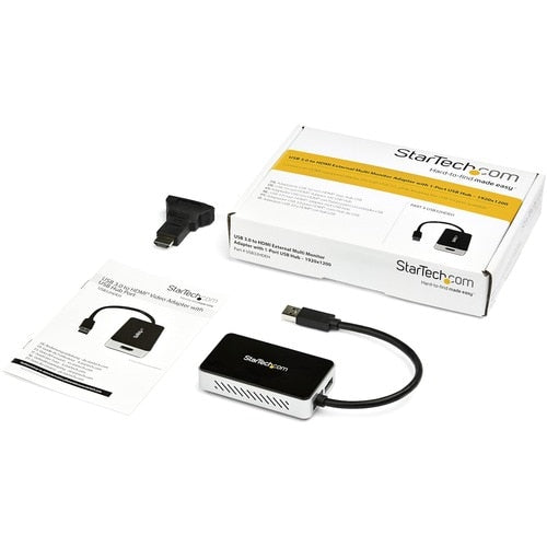 Adaptador multimonitor de tarjeta de vídeo externa USB 3.0 a HDMI con concentrador USB de 1 puerto