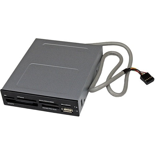 LECTOR DE TARJETAS DE MEMORIA MULTIMEDIA USB 2.0 INT 22 EN 1 CON BAHÍA FRONTAL DE 3,5 PULGADAS, NEGRO