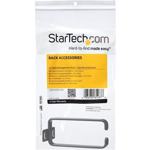 StarTech.com Crochet en D pour gestion des câbles de rack de serveur vertical 1U - 4,5 x 10 cm