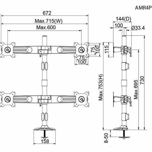 Support de bureau Amer Mounts pour écran plat, LCD