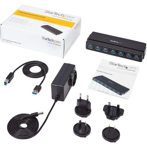 StarTech.com 7 Port SuperSpeed USB 3.0 Hub - 5Gbps - Desktop USB Hub with Power Adapter