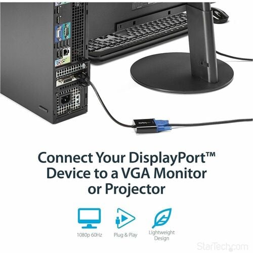 StarTech.com DisplayPort to VGA Adapter, Active DP to VGA Converter, 1080p Video