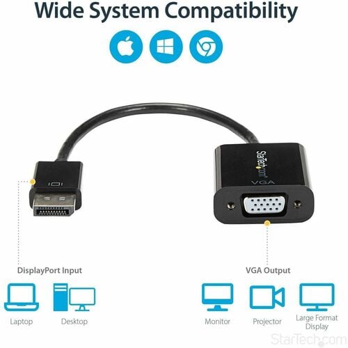 StarTech.com DisplayPort to VGA Adapter, Active DP to VGA Converter, 1080p Video