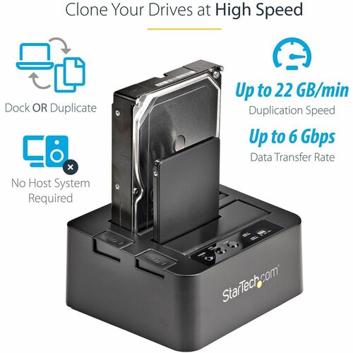 Base duplicadora de discos duros SSD y eSATA USB 3.0 de 2,5" y 3,5" SATA de 6 GB/s