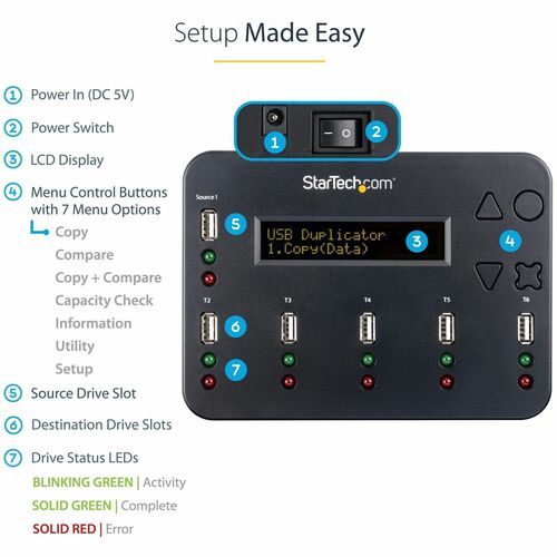 StarTech.com Standalone 1 to 5 USB Thumb Drive Duplicator/Eraser,