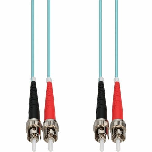 Câble de raccordement fibre optique AddOn 20 m ST vers ST Aqua OM4 Duplex OFNR (Riser-Rated) - 65,6 f