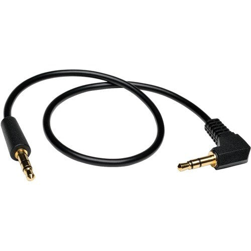 Cable de audio mini estéreo de 30 cm de Tripp Lite con un enchufe en ángulo recto de 3,5 mm M/M de 30 cm