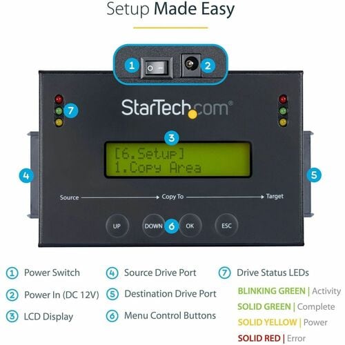 DUPLICATEUR AUTONOME DE DISQUE DUR/SSD SATA 2,5/3,5 AVEC BIBLIOTHÈQUE D'IMAGES