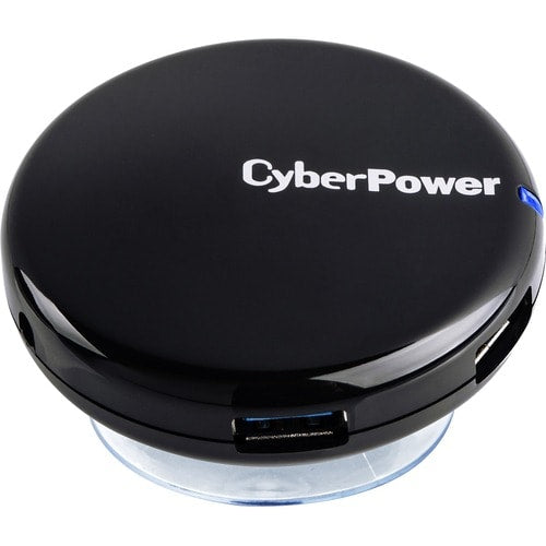 Hub USB 3.0 ultra-rapide CyberPower CPH430PB avec 4 ports et chargeur secteur 3,6 A - Noir - USB