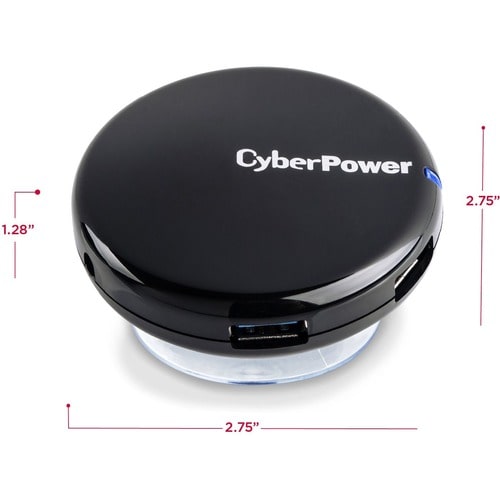 Hub USB 3.0 ultra-rapide CyberPower CPH430PB avec 4 ports et chargeur secteur 3,6 A - Noir - USB