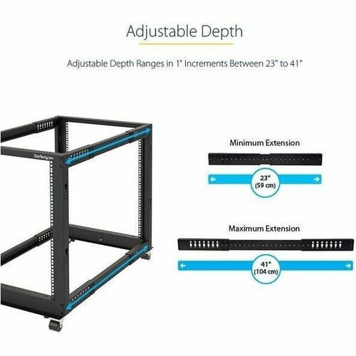 StarTech.com 4-Post 12U Mobile Open Frame Server Rack, 19" Network Rac