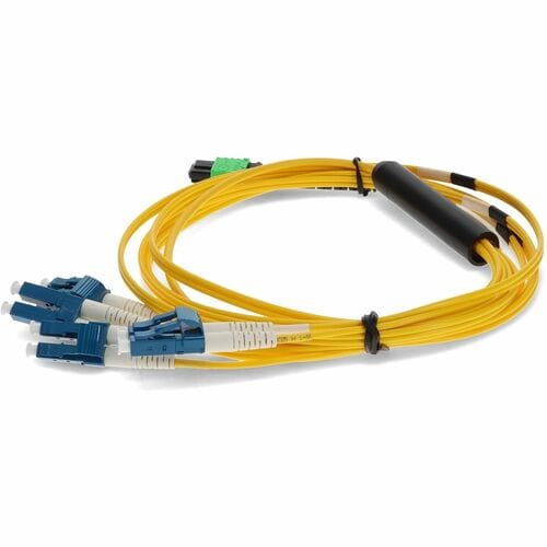 AddOn 10m MPO to 4xLC Duplex Fanout SMF Yellow Patch Cable For Juniper