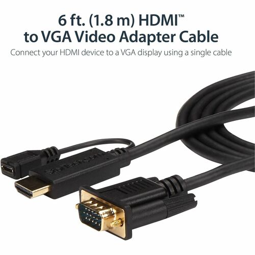 StarTech.com HDMI to VGA Cable - 6 ft / 2m - 1080p - 1920 x 1200 - Active HDMI Cable - Mon