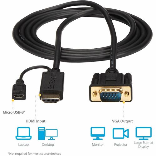 StarTech.com HDMI to VGA Cable - 6 ft / 2m - 1080p - 1920 x 1200 - Active HDMI Cable - Mon