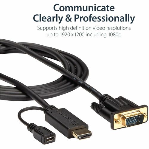 StarTech.com HDMI to VGA Cable - 6 ft / 2m - 1080p - 1920 x 1200 - Active HDMI Cable - Mon