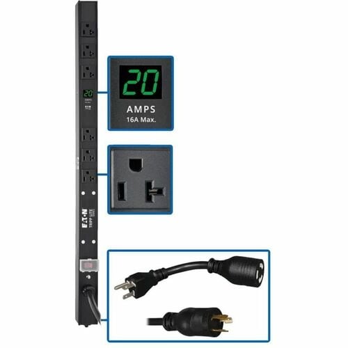 Unité de distribution d'alimentation (PDU) verticale avec compteur Tripp Lite by Eaton PDUMV20-24 - NEMA L5-20P - 6