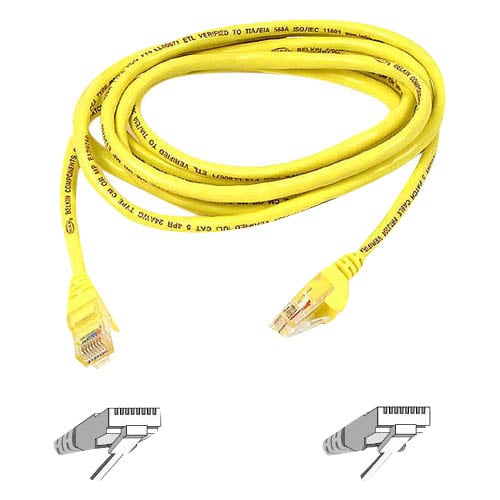 Cable de conexión RJ45 CAT-5e de Belkin, amarillo moldeado sin enganches 01 - 1 pie (0,30 m) Categoría
