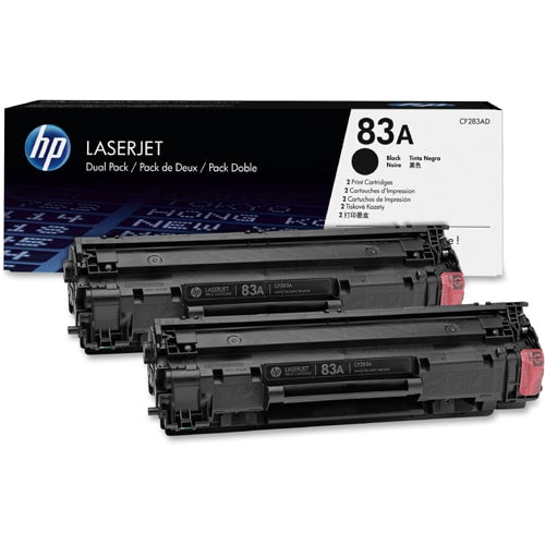 2 cartuchos de tóner originales LaserJet 83A negros