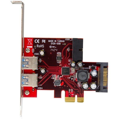 Carte adaptateur 4 ports PCIE USB 3.0, 2 connecteurs de type carte mère
