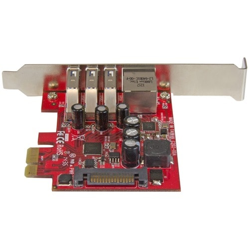 Tarjeta PCI Express USB 3.0 de 3 puertos StarTech.com + Gigabit Ethernet - 5 Gbps