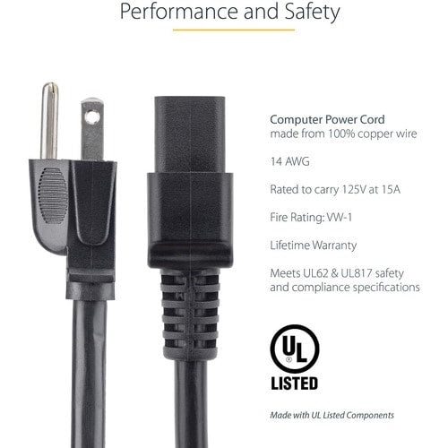 Cable de alimentación resistente StarTech.com de 1 m (3 pies)