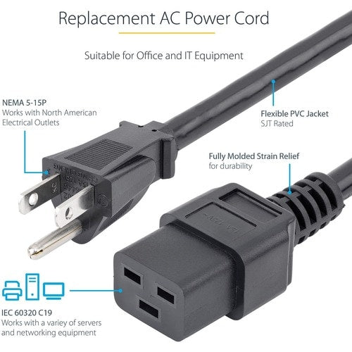 Cable de alimentación resistente StarTech.com de 1 m (3 pies)