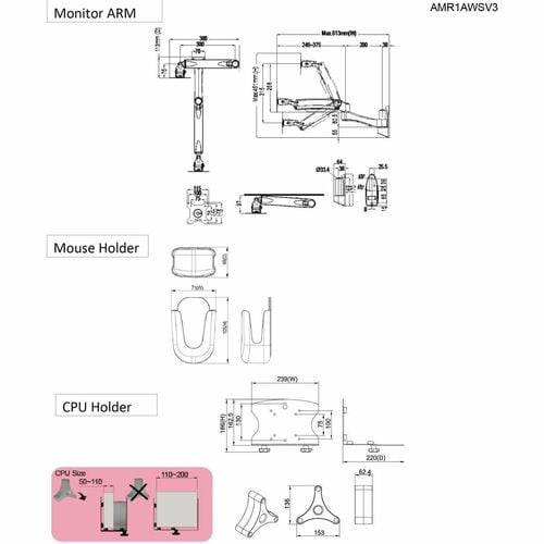 Support mural à double bras Amer Mounts (écran et