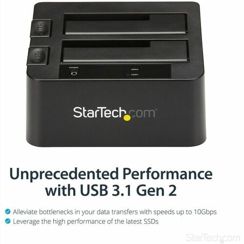 Base de conexión SATA USB 3.1 de 2 bahías, generación 2, sin herramientas y sin bandeja con UASP
