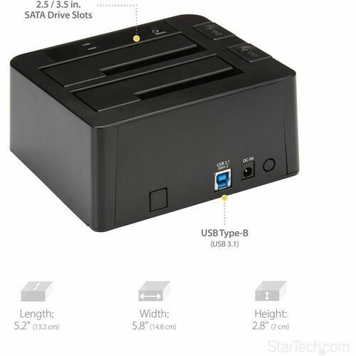 Base de conexión SATA USB 3.1 de 2 bahías, generación 2, sin herramientas y sin bandeja con UASP