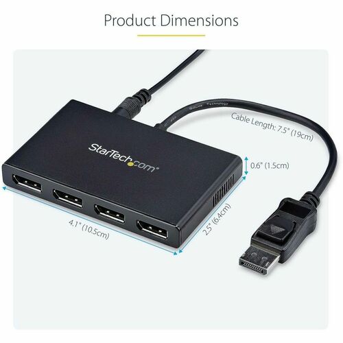 StarTech.com 4-Port DisplayPort 1.2 Splitter, DisplayPort to 4x DP Multi