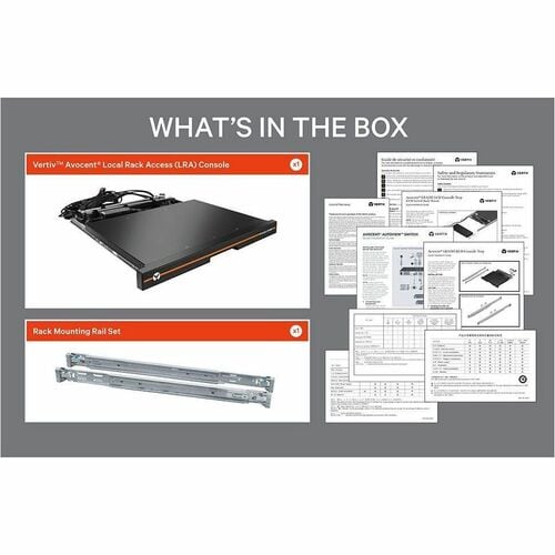 Accès au rack local Vertiv Avocent | Écran LCD 18,5 pouces | Clavier USB | 2 ports USB PASS-USA T