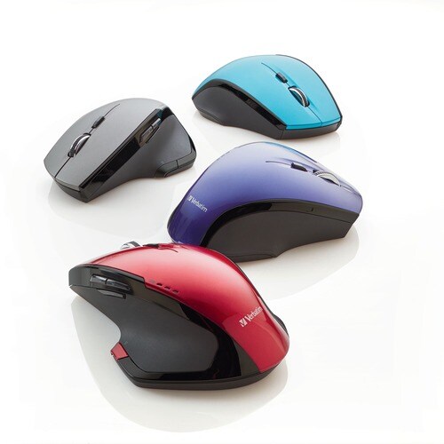 Souris de bureau sans fil Verbatim Deluxe à 8 boutons - LED bleue/optique