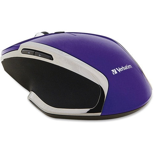 Souris sans fil Verbatim Deluxe à 6 boutons et LED bleue pour ordinateur portable - Violet