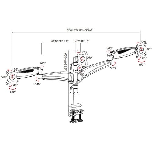 Support de serrage Hydra3 d'Amer Mounts pour écran plat