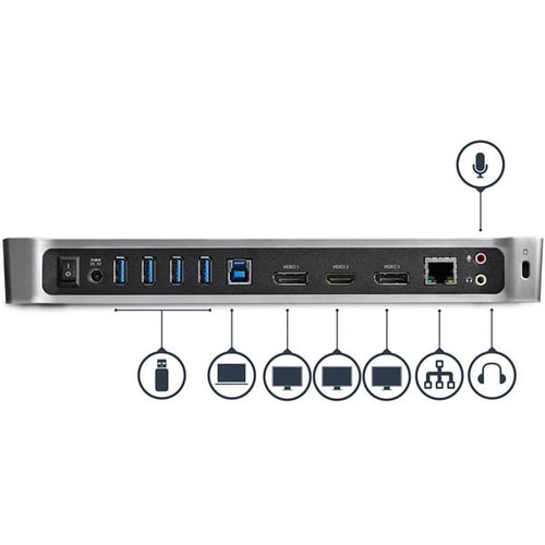 Estación de acoplamiento USB 3.0 para tres monitores de StarTech.com