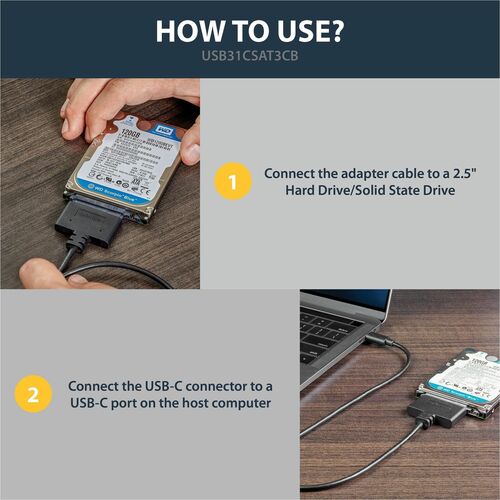 Adaptador USB C a SATA de StarTech.com - para unidades SATA de 2,5" - UASP - Ex