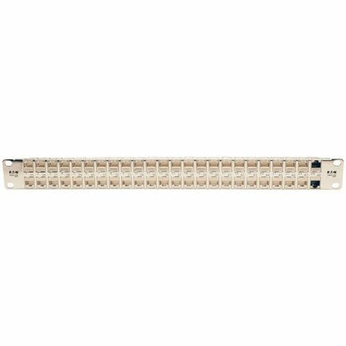 Panel de conexión Cat6a de 48 puertos para montaje en rack, blindado, con alimentación pasante RJ45 1U - 48