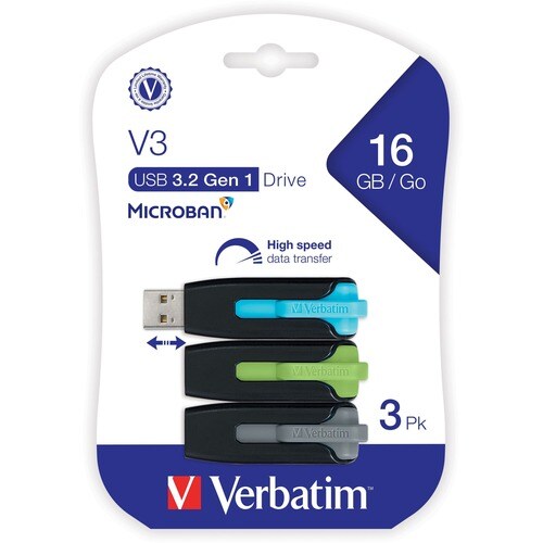 3PK 16GB STORE N GO V3 USB 3.0 MULTI 12